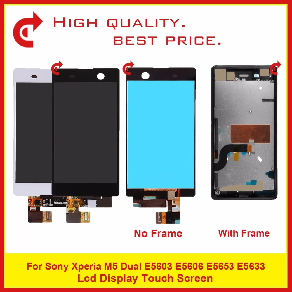 

10pcs/lot High Quality 5.0" For Sony Xperia M5 Dual E5603 E5606 E5653 LCD Display With TouchScreen Digitizer Sensor Panel