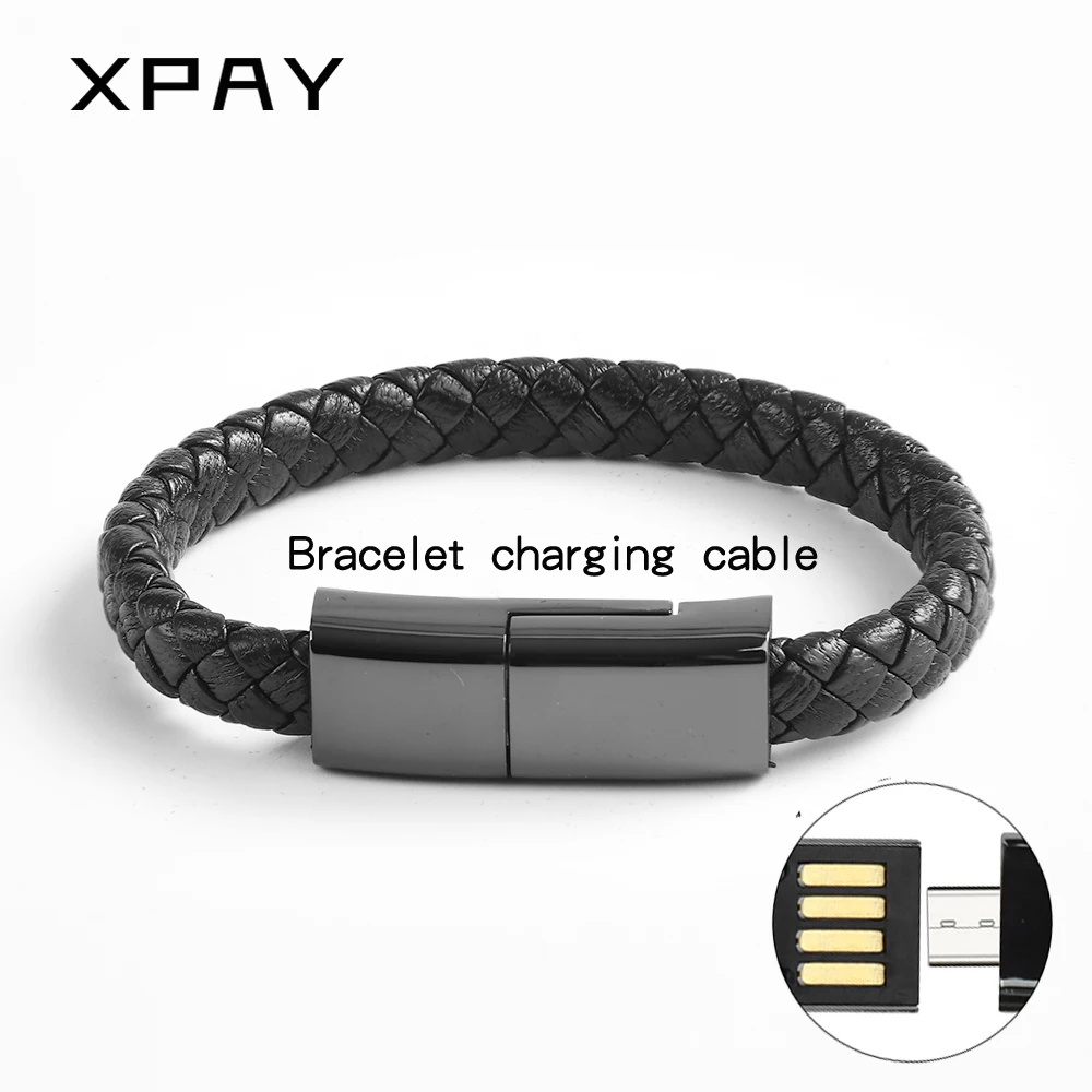 

Hot Real Leather Micro USB Bracelet Charger Data Charging Cable Sync Cord For iPhone 6 6s 7Plus Android Type-C XPAY Phone Cable