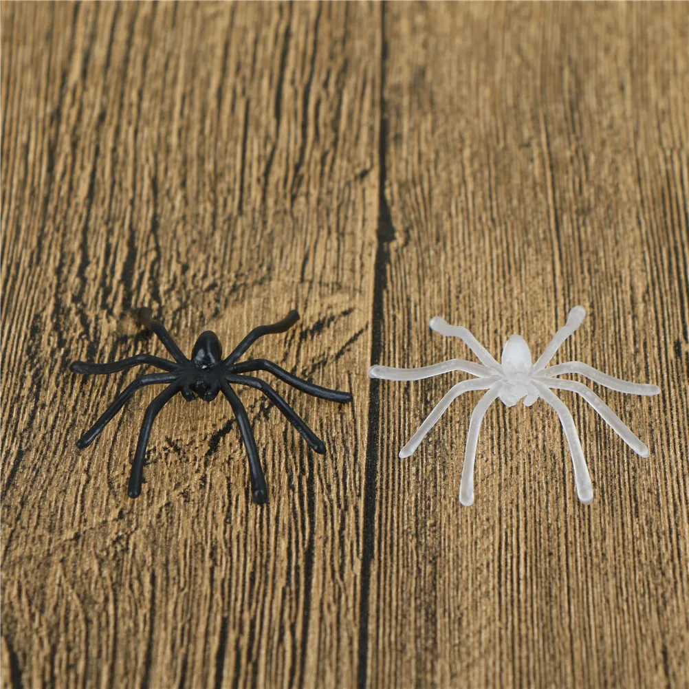 

30Pcs/Pack white black Halloween Decorative Spiders Small Plastic Fake Spider Prank Toys Haunted House Prop