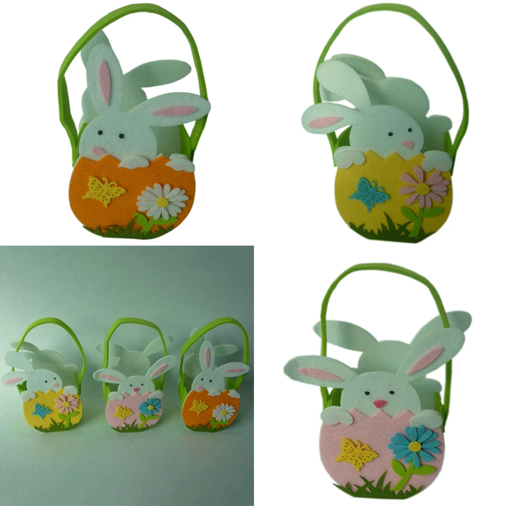 

2pcs Fabric Creative Handmade Easter Rabbit Bags Fits for Sweets Eggs Small Gifts Toys Spring Easter holiday Season