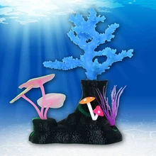 Gel de sílice de Coral Acuario de Coral Artificial Plant Con Lechón Ornamento Paisaje Del Agua Decoración Del Tanque de Pescados Del Acuario Accesorios
