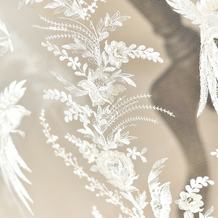Красивый цветок птица вышитые кружева ткани Романтические свадебные блестки DIY платье Кружева RS1639