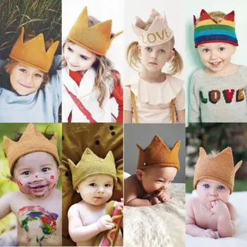 

Knit Crochet Baby Child Kids Imperial Crown Twins Hat Cap Beanie Bithday Party