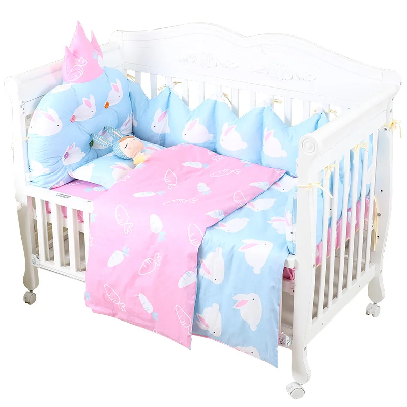 

Crown Shape Baby Bedding Set Soft Cotton Toddler Bed Kit 5 pcs/set Baby Cot Set Including Bumpers Bed Sheet Breathable Crib Kit