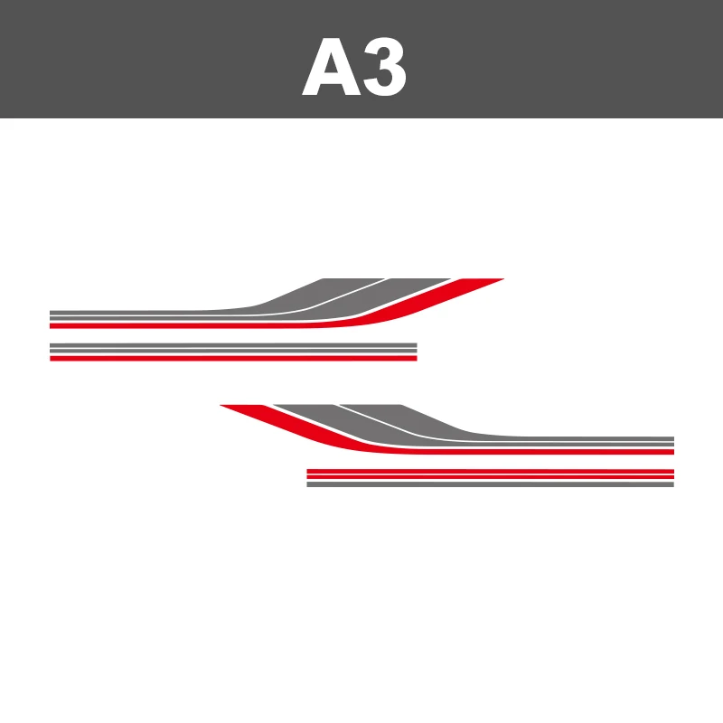 1 пара, 2 стороны, для дома на колесах, в полоску, для кемпера, Ван, графические наклейки, универсальные виниловые наклейки для Mercedes Vito Ford Transit Renault Kang - Название цвета: Gray And Red