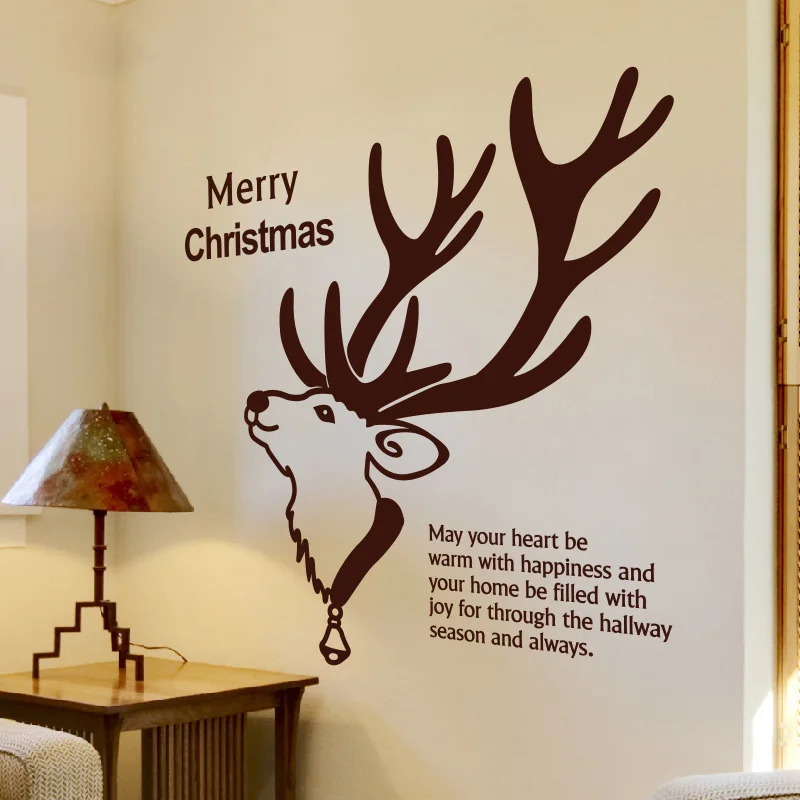 Autocollant Mural De Noel Avec Citation 677m Joyeux Noel Cerf Animal Decor De Porte En Verre Decoration De Fenetre De Magasin Aliexpress