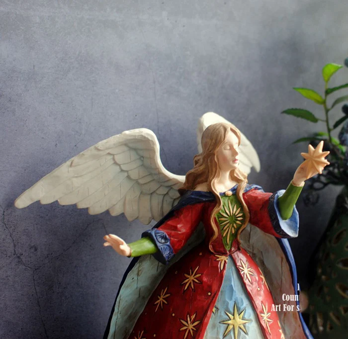 Американская ручная роспись, трехмерная Ретро Статуя Ангела из смолы, украшение для дома, настольные поделки, подарок на день рождения