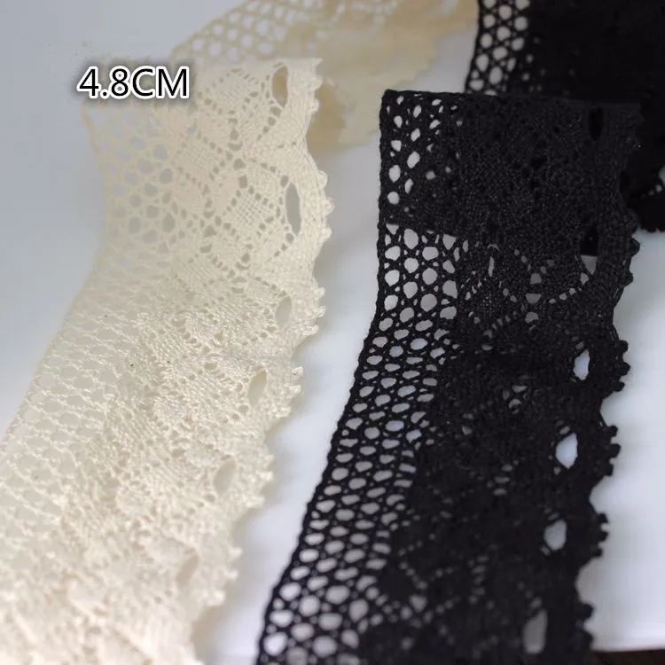 

4.8cm width Vintage Style natural , black Cotton Lace Trim Crochet Lace Craft Sewing lace DIY Dress, Curtain ,tablecloth