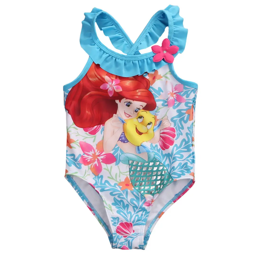 Детский купальный костюм русалки для маленьких девочек, бикини, купальный костюм, одежда для плавания с героями мультфильмов, одежда для купания, милая пляжная одежда для малышей, От 1 до 7 лет - Цвет: 1 to 2 Years