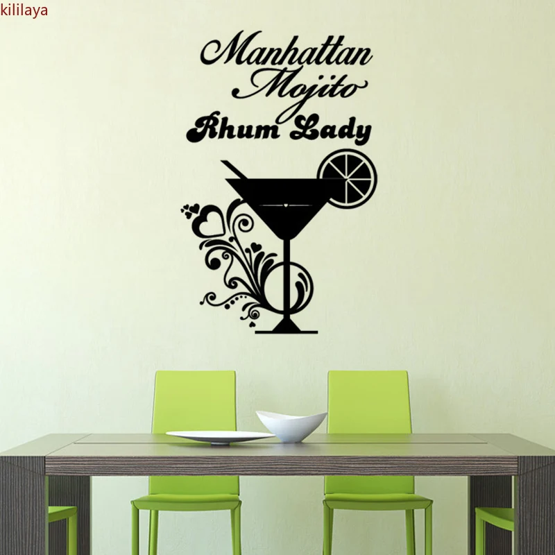 

Kililaya French Cuisine Cocktail Vinyl Wall Sticker Applique Mural Wall Art Kitchen Bar Tile Home Decoration