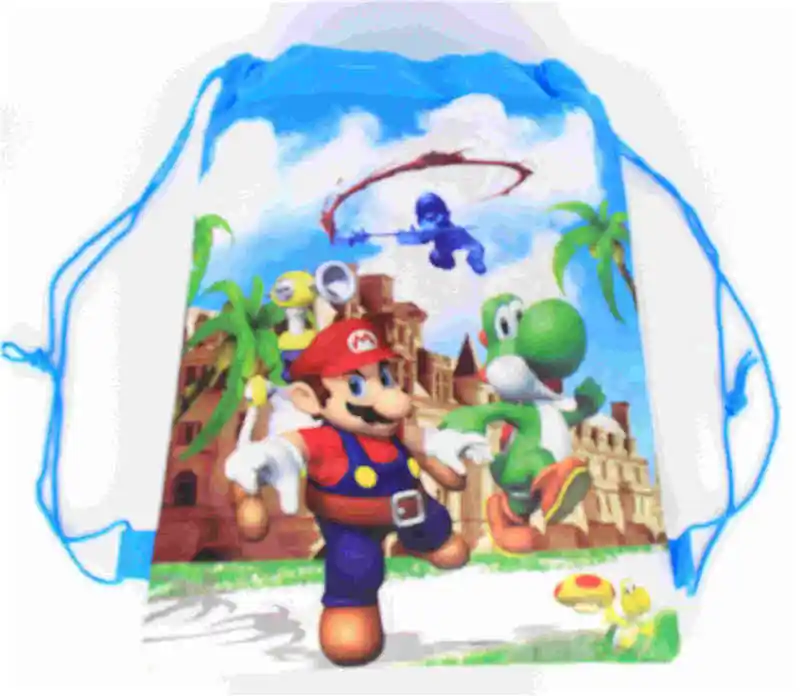 12 шт. 34*27 см Супер Марио нетканые ткани drawstring рюкзак, школьный рюкзак для мальчиков, сумка для покупок - Цвет: D