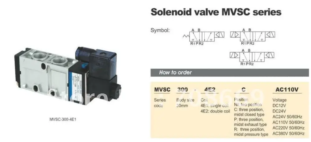 MVSC300-4E1 110V AC 5Port 2Pos 1/2" BSP Solenoid Air Valve Single Coil Led | Обустройство дома