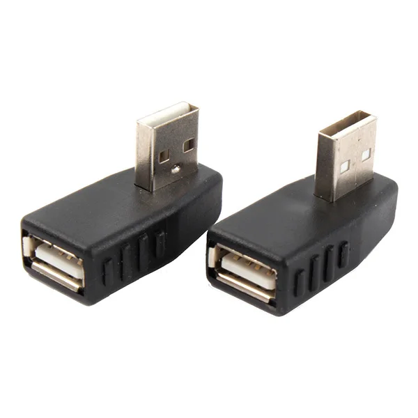 Горячее предложение Высокое качество 2 шт правый+ левый угол 90 USB 2,0 Мужской к гнезду Соединительный адаптер