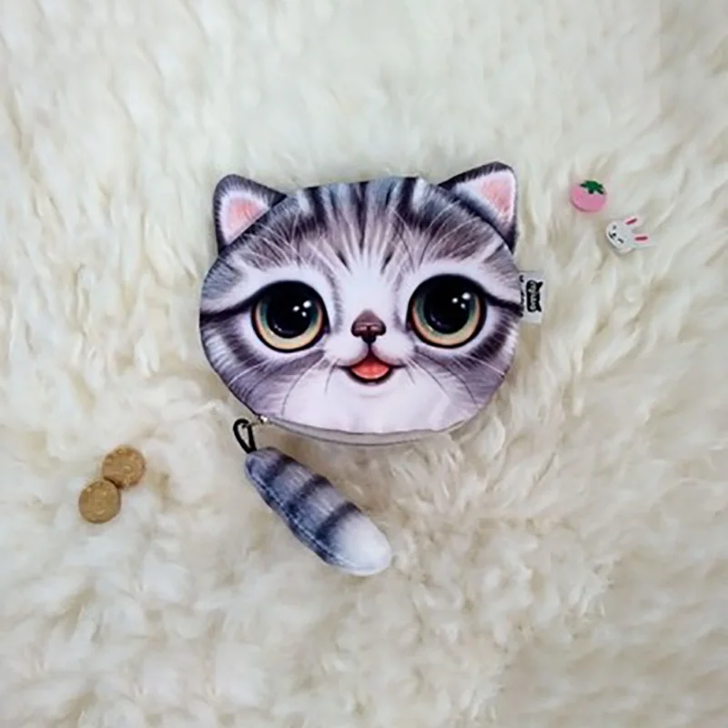 DIOMO маленький хвост портмоне кошка милый мультяшный Кот голова кошки мини сумка