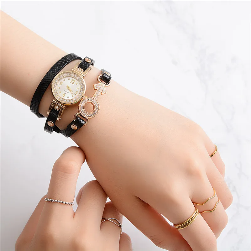 Brand Quartz Watches Women's Fashion casual Watches Popular Quartz Watch Luxury Bracelet Flower Gemstone Wristwatch clock M23 (11)