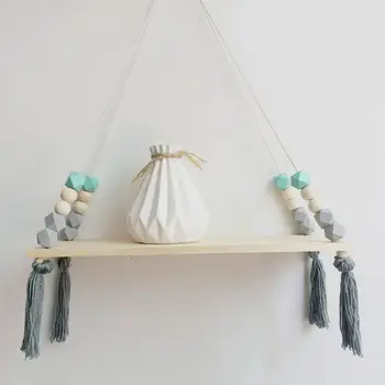 

2018 Bedroom Wall Shelf DIY Original Wood Beads Storage Shelf Organization Swing Shelf Home Decor Kids Room Wall Decoration