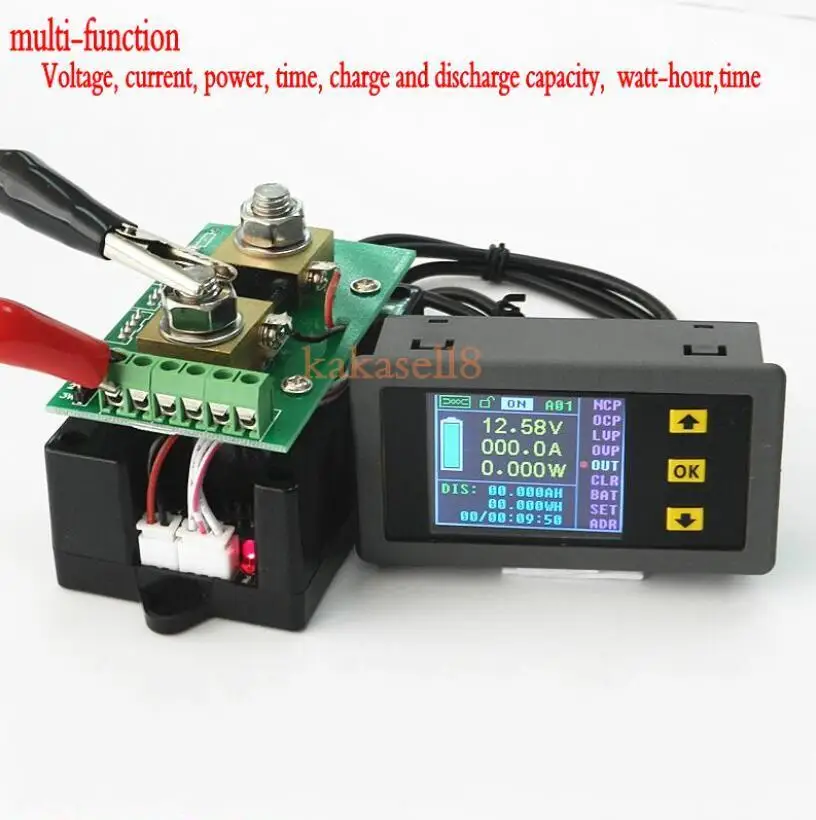DC 120v 100A Wireless Voltage current KWh Watt Meter 12v 24v 48v 72v
