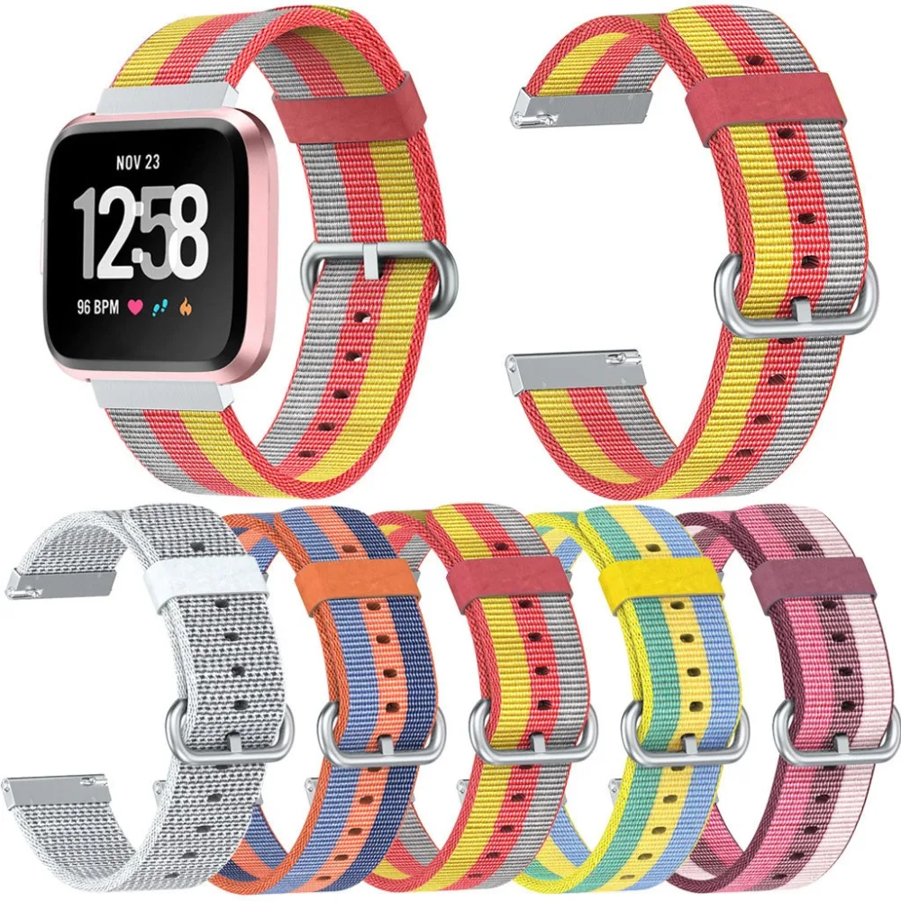 Ремешок нейлоновый для наручных часов Fitbit Versa Lite сменный Элегантный Модный