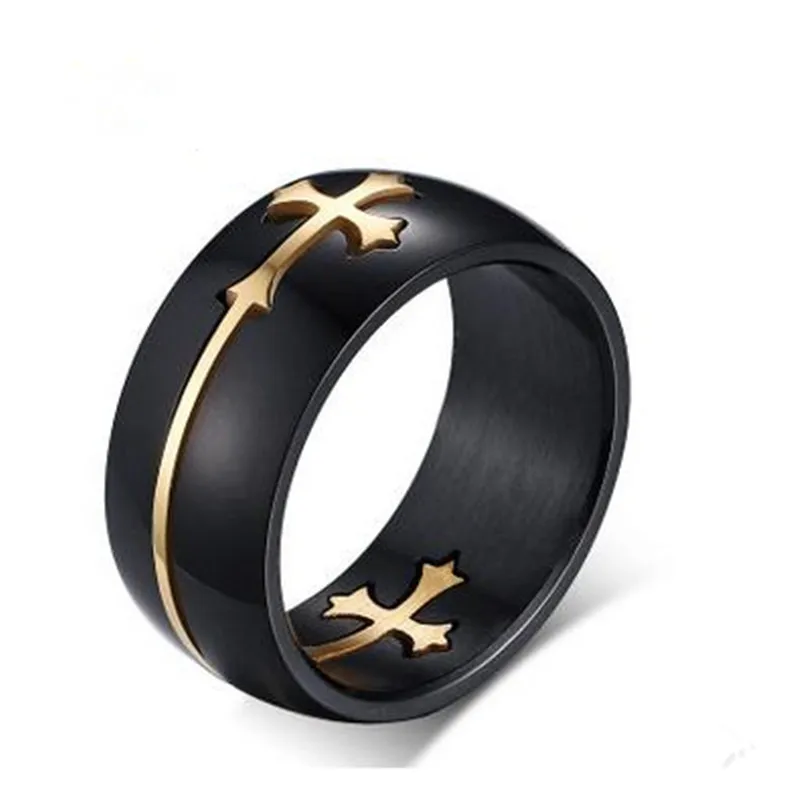 

2017 popular non-mainstream men titanium steel black cross ring stainless steel exquisite ring