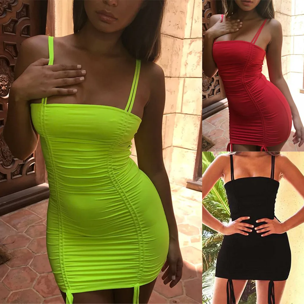 

Maxi Women Dresses Solid Sleeveless Bandage Bodycon Slim Party Night-club Mini Womens Dress #30