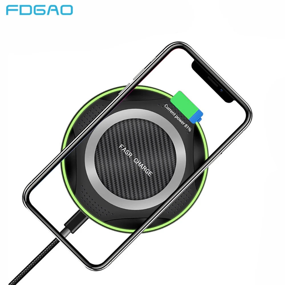 

FDGAO 10W Qi Wireless Charger For iPhone Xs Max XR X 8 Fast USB Wireless Charging Pad Quick For Xiaomi Mix 3 2s Samsung S9 S8 S7