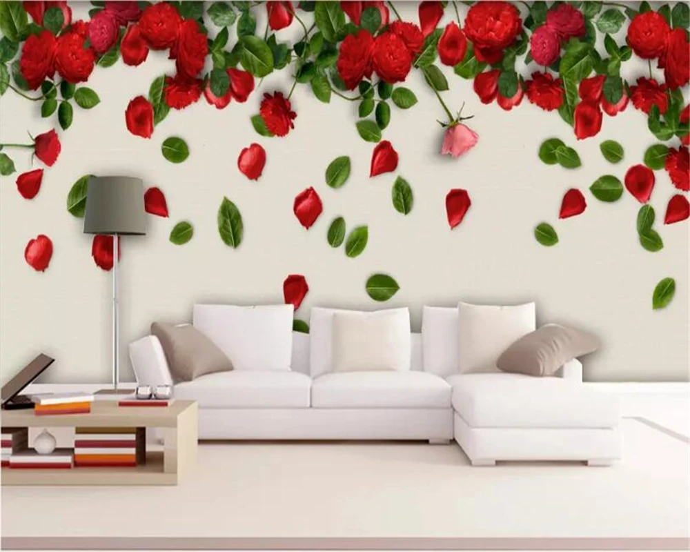 Us 8 1 46 Off Beibehang Custom 3d Wallpaper Flower Red Rose Painting Murals For Living Room Bedroom Tv Backdrop Wall Decorative 3d Wallpaper In