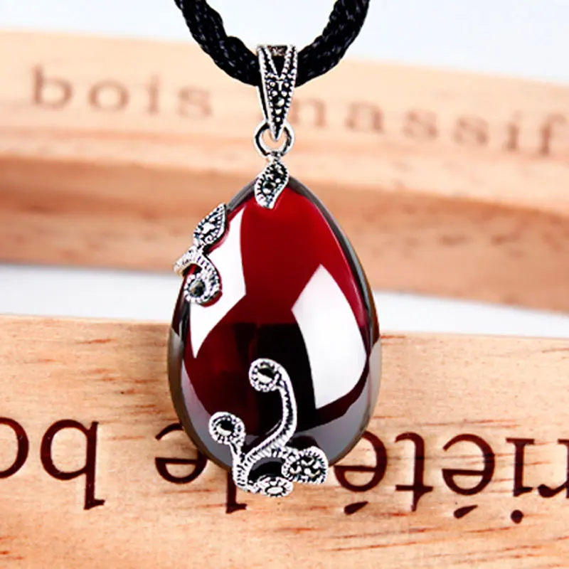 Женское Ожерелье подвеска из серебра 925 пробы с красным камнем|sterling pendant|pendant