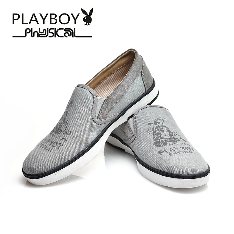 Playboy модные серые парусиновая обувь Для мужчин Slip-On Мокасины для женщин дышащая Для мужчин Туфли без каблуков плюс Размеры 39-45 Zapatos Hombre