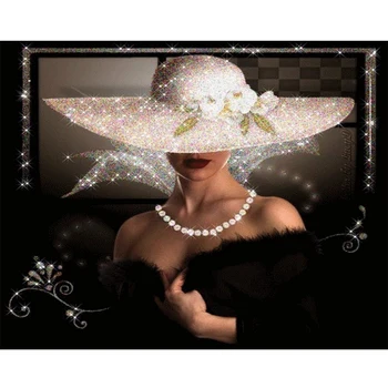 

diamond embroidery A woman in a hat 5d diamond painting full diamond mosaic 3d picture of rhinestones cross-st
