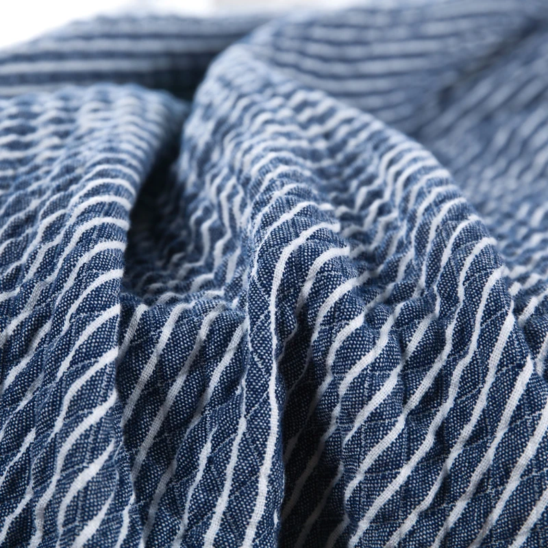 Medusa knitted cotton stripes bed blanket reversible sleeping/travel/picnic/bath throw blanket/blue king twin size