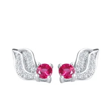 Подвеска Sinya цвета «Крылья Ангела», с украшением в виде кристаллов красная камнями серьги-гвоздики в форме S925 стерлингового серебра ювелирные изделия корейские серьги для женщин, для девочек, новинка