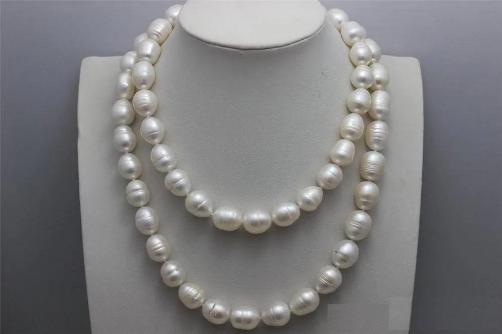 

Free shipping 001470 natura south sea white pearl necklace 14 Gold Clasp 33
