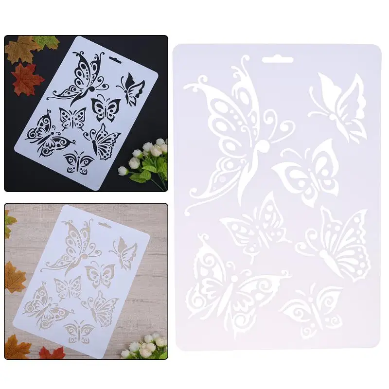

Butterfly Pattern Hollow Plastic Stencils for Painting DIY Scrapbooking Photoalbum Layering Templates Wall Drawing Card Pochoir