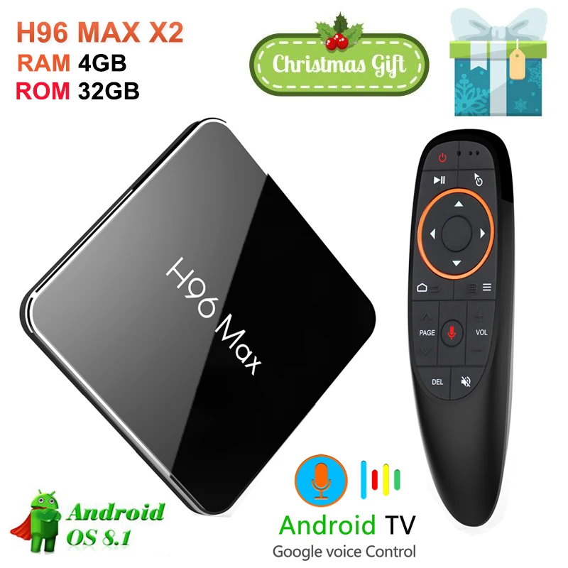 H96 MAX X2 Android 8 1 Amlogic S905X2 ТВ коробка 4 ГБ 32 Google Voice Управление 2 ГГц и 5 Wi Fi 1080 P H.265 К BT