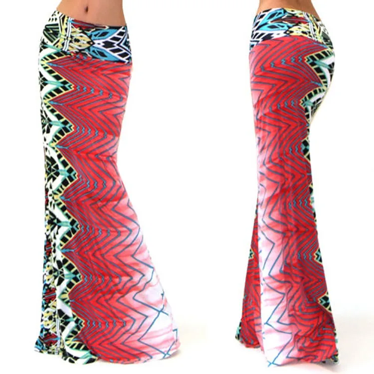 TOTRUST летняя длинная Цветочная Юбка Faldas Largas Сексуальная вязаная юбка-карандаш для женщин Jupe Longue богемный Saia Longa длинная юбка