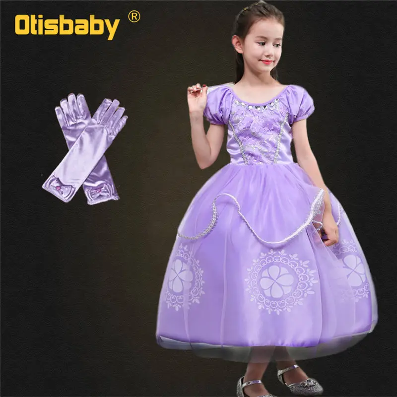 Платье принцессы Софии; платье Софии для девочек; костюм Рапунцель; костюмы Софии на первый Хэллоуин; вечерние детские фиолетовые Бальные платья - Цвет: B