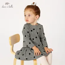 DB11735 dave bella/милое осеннее платье принцессы в горошек для маленьких девочек; детское модное праздничное платье; одежда в стиле Лолиты для малышей