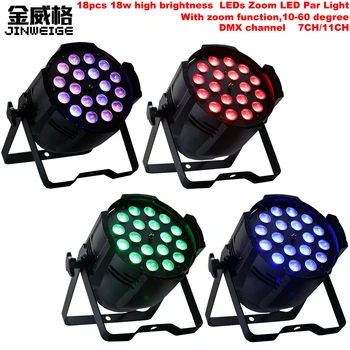 

Free Shipping 4pcs/Lot 18x18w 6in1 RGBWA UV Stage Led Par Light Zoom Function 10-60 Degree DMX512 7CH/11CH For Stage Night Club