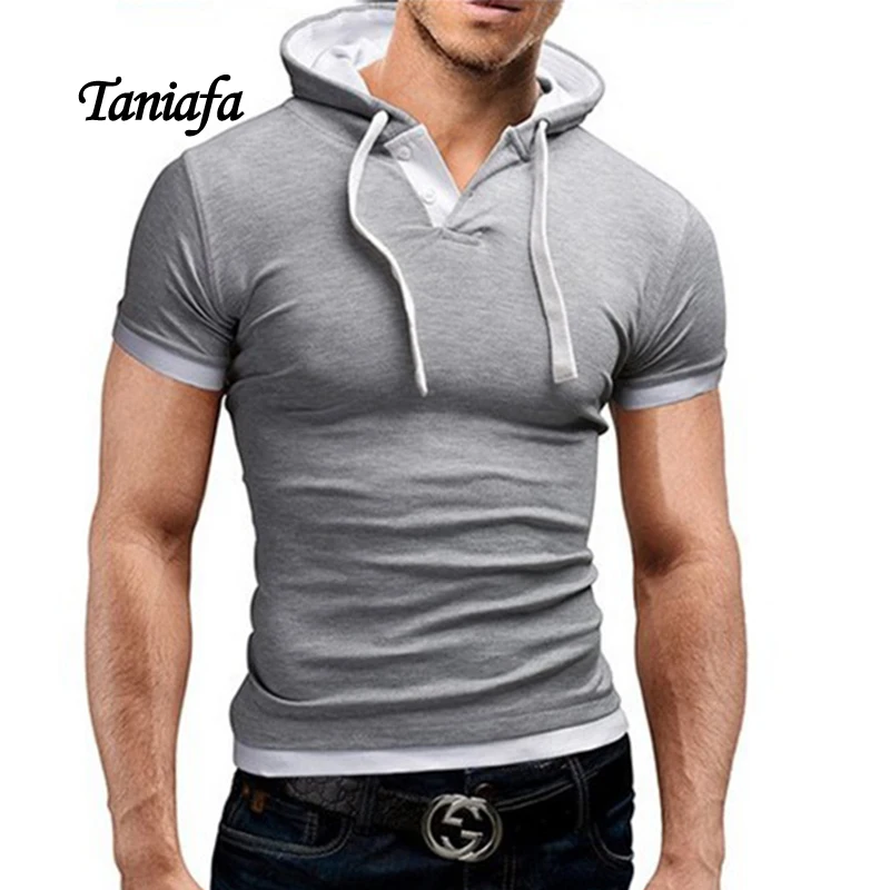 TANIAFA Новая Мужская PRO henry-воротник с капюшоном футболка с веревкой футболка для Max men Skin футболка 2018 Мужская модная футболка больше меня