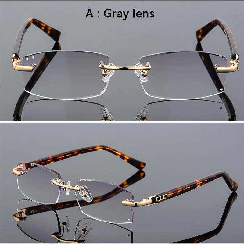Новые дизайнерские очки без оправы для чтения женские и мужские очки со стразами прозрачные линзы Антибликовое покрытие рецепт на очки для зрения
