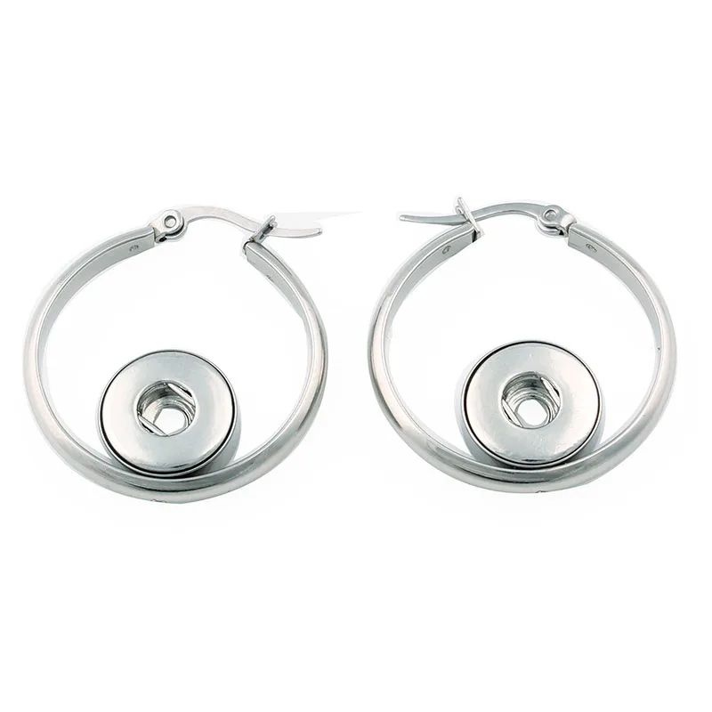 

New Fashion Pair 316L Stainless Steel Simple Elegant Snap Drop Earrings Fit 12MM Xinnver Snap Buttons DIY Women Jewelry ZI001