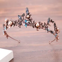 Luxury Wedding Hair Tiaras For Bride Vintage Bronze Hairbands Baroque Flower Crown Women Hair Accessories Bridal Crown Jewelry