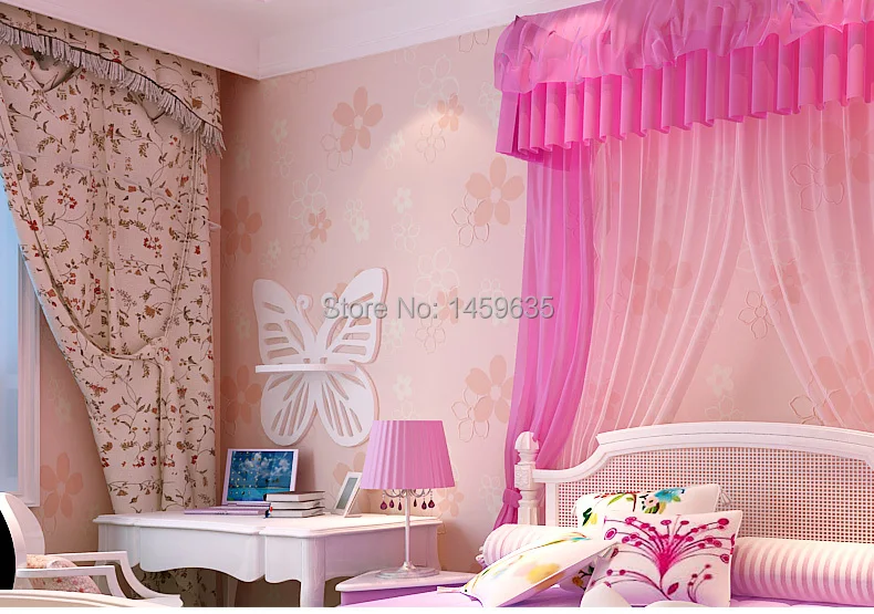 

Child wallpaper girl eco-friendly cartoon non-woven wallpaper rustic small flower