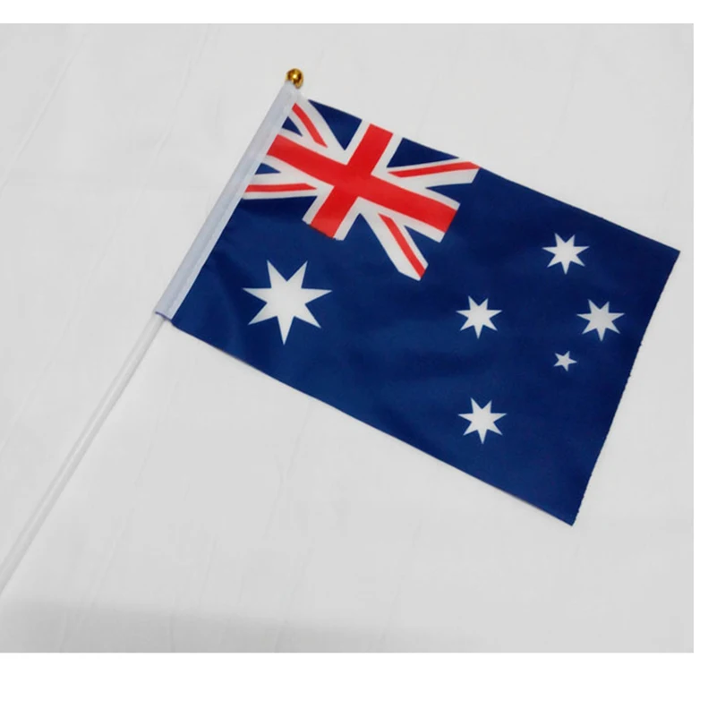 14x21 см 10 шт. австралийский Национальный флаг ручные развевающиеся флаги с пластиковые флагштоки парад спорта украшения дома NC004