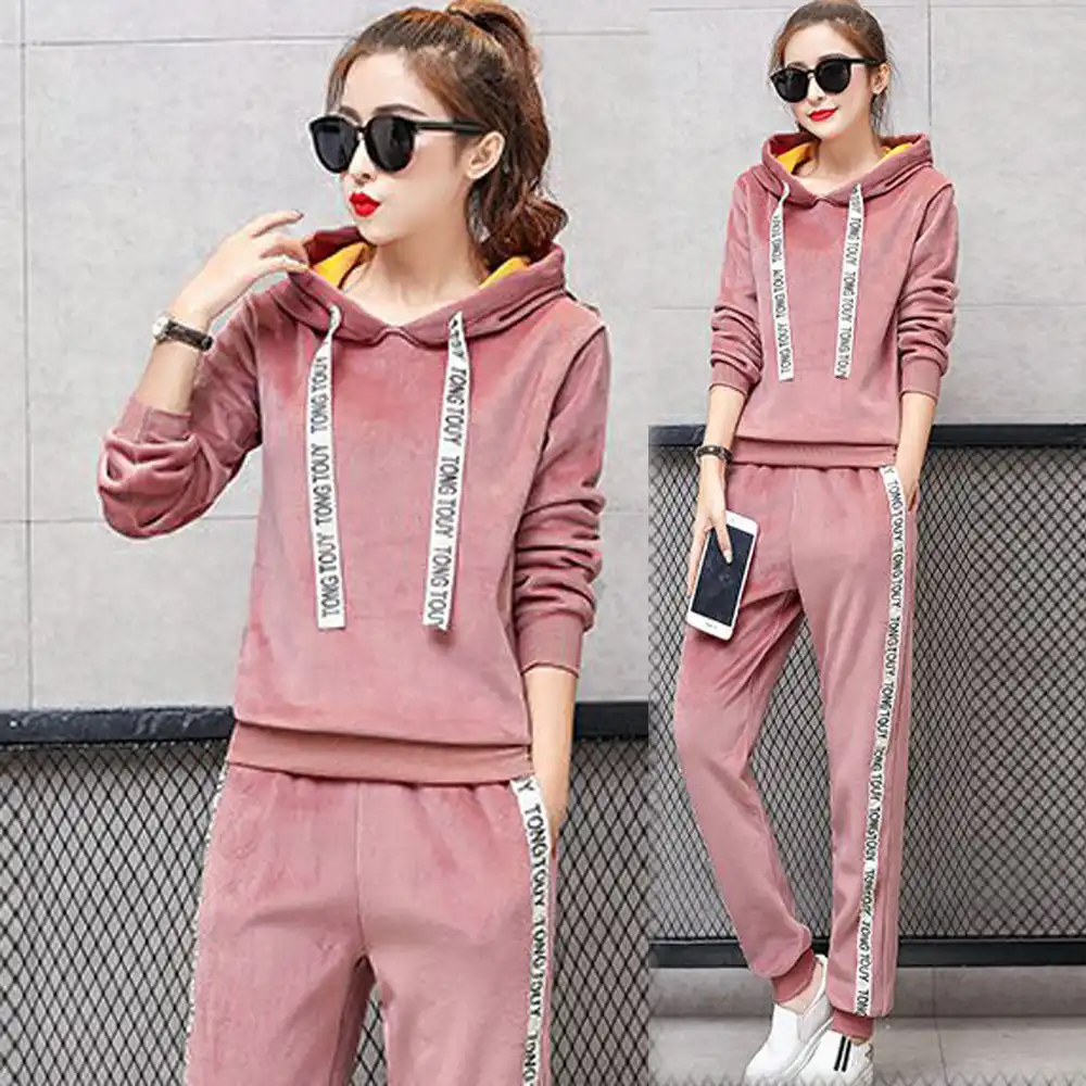 plus size pink velour tracksuit