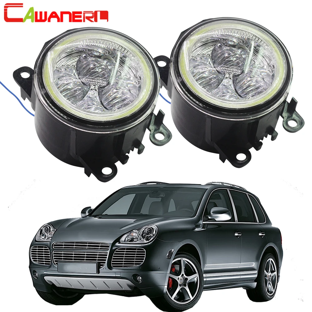 

Cawanerl Car Accessories LED Bulb Fog Light Angel Eye Daytime Running Light DRL High Bright For Porsche Cayenne 955 2002-2015