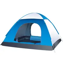3-4 Person Automatic Folding Tents Family Tents Beach Tent Camping Double Speed to Open Rejection (Blue Grey)