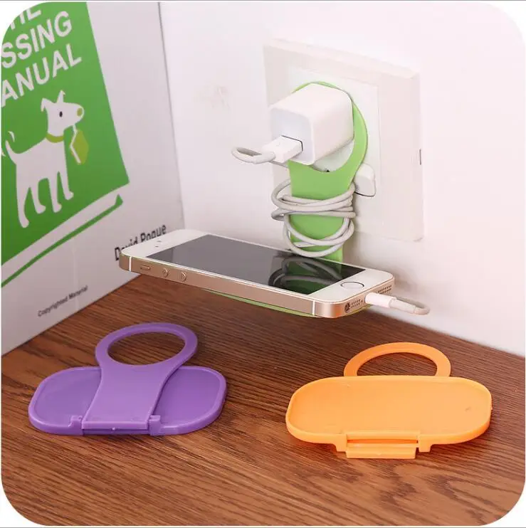 

Folding Mobile Phone Wall Charger Adapter Charging Holder Hanging Stand Bracket Support Charge Hanger Rack Shelf Cell Phone hook