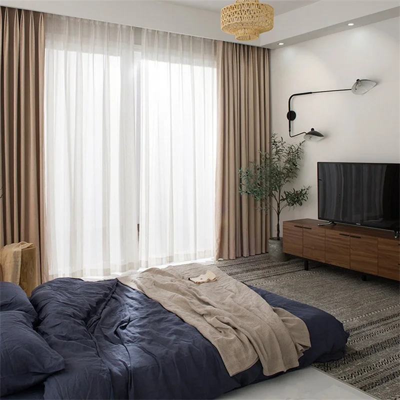 

High Grade Blackout Window Curtain Drape Panel For Living Room Bedroom Tulle Curtain Interior Home Decoration Solid Color T151#4