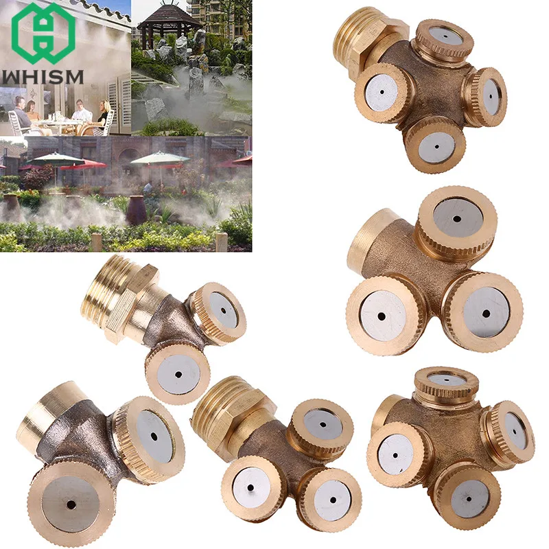 WHISM Adjustable Brass Spray Head Misting Nozzle Garden Sprinkler Watering Irrigation Fitting Home Agricultural Fogging Sprayer
